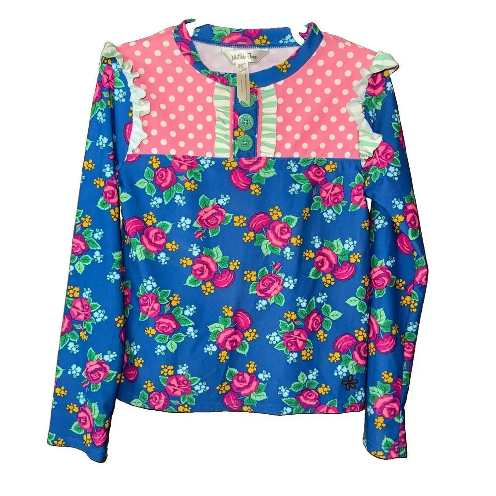 Matilda Jane Girls Rash Guard Size 6 Swim Suit Top Brilliant Dreams